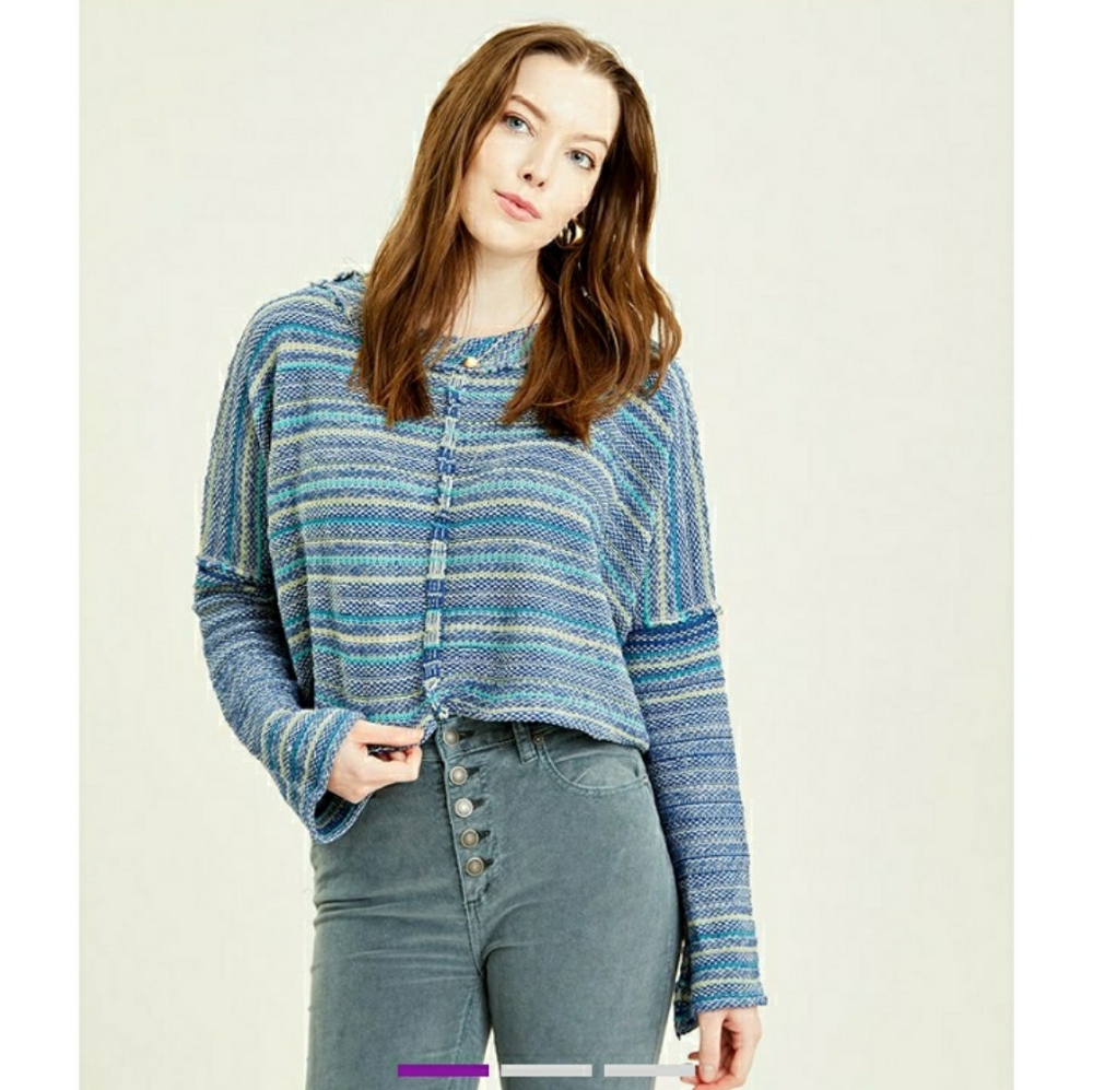 Free People Marine Stripe Catalina Crop Sweater